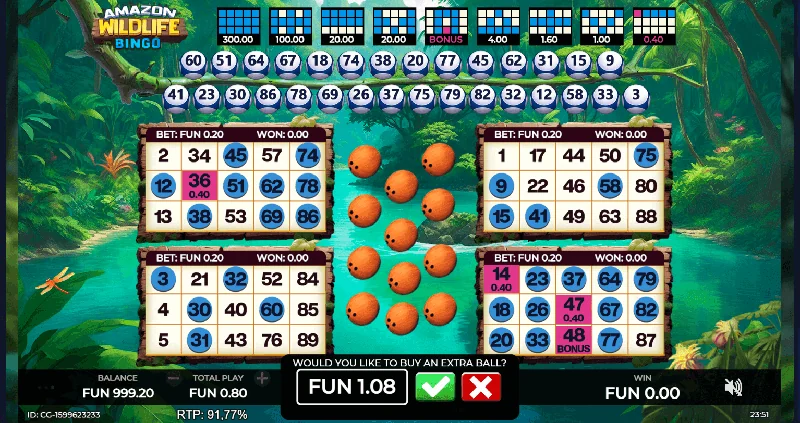 Captura de pantalla de Amazon Wildlife Bingo