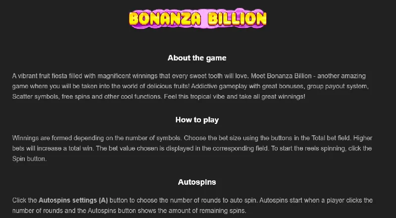 Captura de pantalla de Bonanza Billion