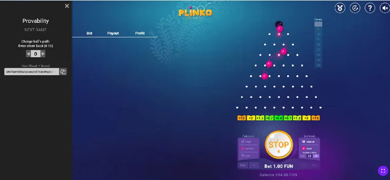 Captura de pantalla de Plinko