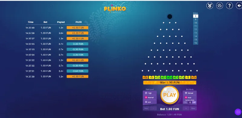 Captura de pantalla de Plinko