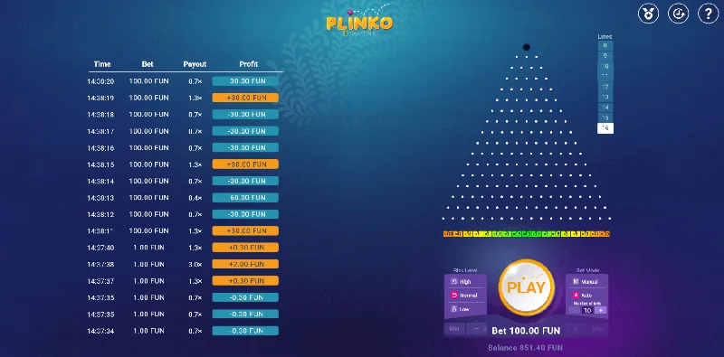 Captura de pantalla de Plinko